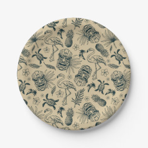 Vintage Tropical Pattern Paper Plate
