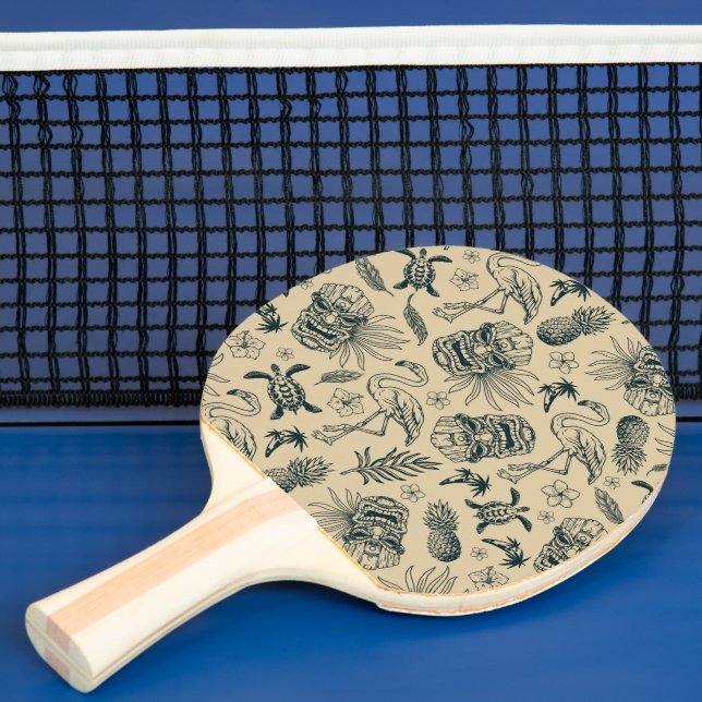 Vintage Tropical Pattern Ping Pong Paddle (Insitu)
