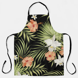 vintage tropical pattern with hibiscus flowers and apron