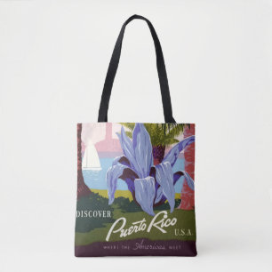 Vintage Tropical Perto Rico travel poster Tote Bag