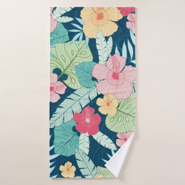 vintage tropical summer hawaiian seamless pattern  bath towel (Bath Towel)