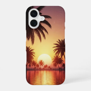 Vintage Tropical Sunset iPhone 16 Case