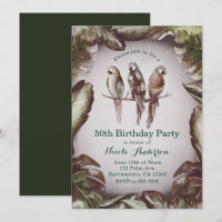 Vintage Tropical Tiki Birds Parrots & Leaves Party