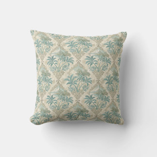 Vintage Tropical Toile Coastal Elegance Design Throw Pillow