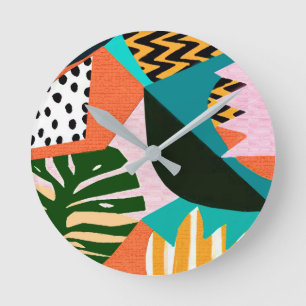 Vintage Tropical Vibes Round Clock