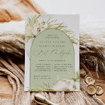 Vintage Tropics Boho Bat MItzvah Invitation<br><div class="desc">Tropical chic bat mitzvah invitations in an alluring neutral colour palette feature a central arched element bearing your ceremony and celebration or party details,  accented with pale green watercolor palm fronds,  beachy island foliage,  white orchids,  boho dried botanicals and pampas grass.</div>