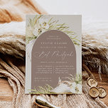 Vintage Tropics Boho Bat Mitzvah Invitation<br><div class="desc">Tropical chic bat mitzvah invitations in an alluring neutral colour palette feature a central arched element bearing your ceremony and celebration or party details,  accented with pale green watercolor palm fronds,  beachy island foliage,  white orchids,  boho dried botanicals and pampas grass.</div>