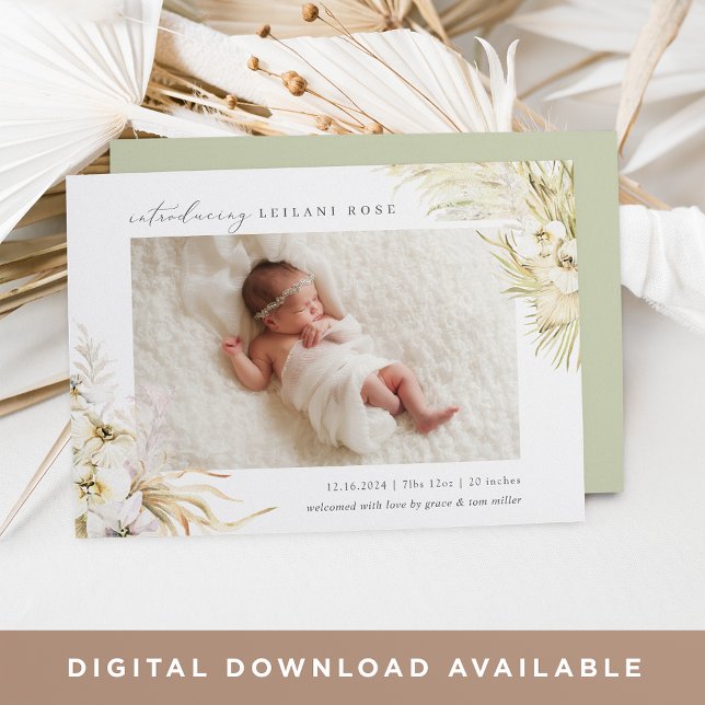 Vintage Tropics | Boho Floral Birth Announcement (Creator Uploaded)