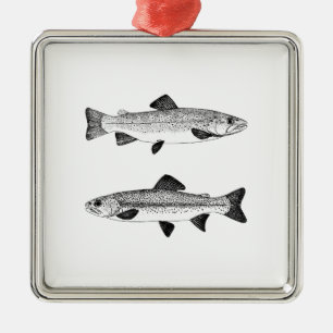 Vintage Trout Art Metal Ornament