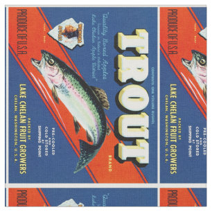 Vintage Trout Brand Apple Label Fabric