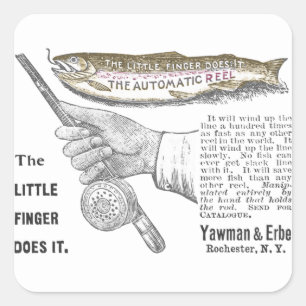 Vintage Trout Fishing Ad Circa 1890's Square Stick Sticker