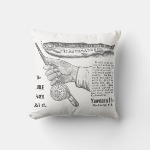 Vintage Trout Fishing Ad Circa 1890's   Throw Pillow