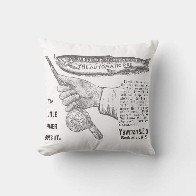 Vintage Trout Fishing Ad Circa 1890's   Throw Pillow (Front)