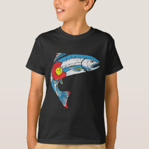 Vintage Trout Fishing Retro Colorado Flag 80's Gra T-Shirt