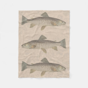 Vintage Trout Fleece Blanket
