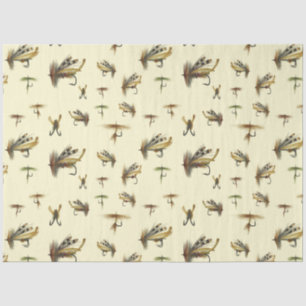 Vintage Trout Flies Fly Fishing Theme Pattern  Tissue Paper