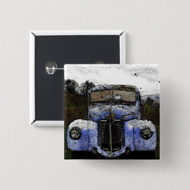 Vintage Truck 2 Inch Square Button (Front & Back)