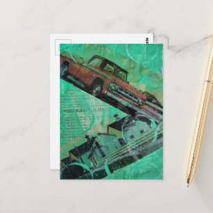 Vintage Truck and Barns Collage Postcard