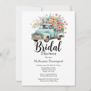 Vintage Truck and Elegant Wildflower Bridal Shower Invitation
