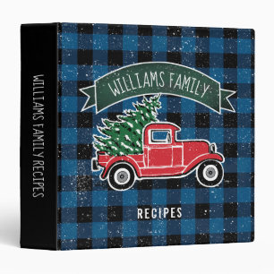 Vintage Truck Blue Buffalo Check Family Recipe Binder