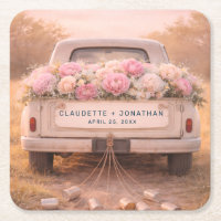 Vintage Truck Blush Floral Custom Name Wedding