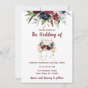 Vintage Truck Burgundy Wedding Save The Date