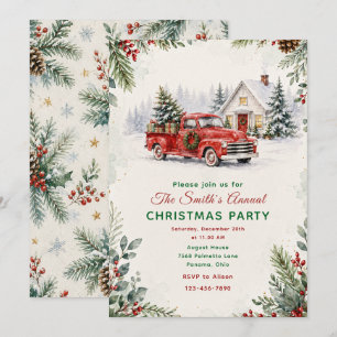 Vintage Truck Christmas Party Invitation