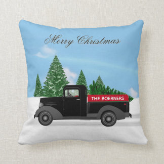 Vintage Truck Christmas Square Pillow