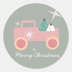 Vintage Truck Groovy Christmas Cookies Classic Round Sticker