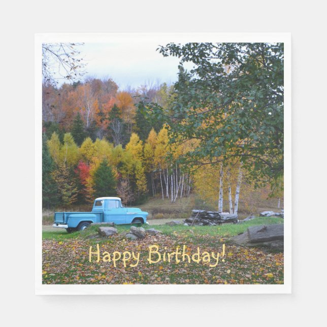 Vintage Truck Happy Birthday Napkin (Front)