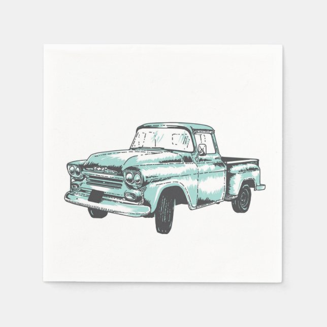 Vintage Truck Illustration Napkin (Front)