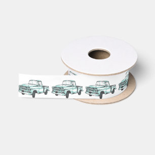 Vintage Truck Illustration Satin Ribbon