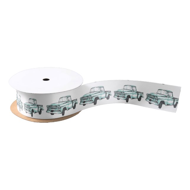 Vintage Truck Illustration Satin Ribbon (Spool)