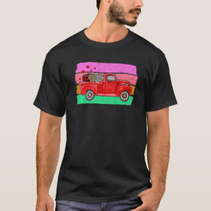 Vintage Truck Leopard Buffalo Plaid Hearts Valenti T-Shirt