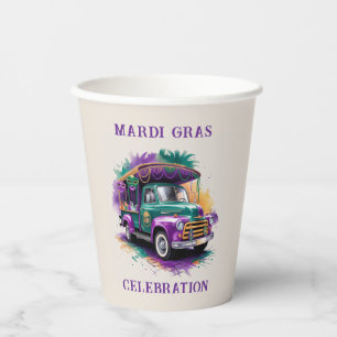 Vintage Truck Mardi Gras Celebration Paper Cups