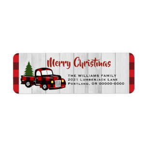 Vintage Truck on Buffalo Plaid Return Address
