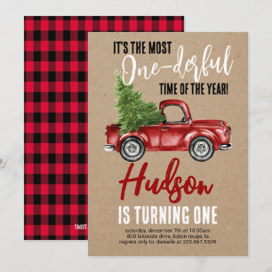 Vintage Truck Onederful First Birthday Invitation