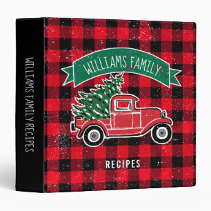 Vintage Truck Red Buffalo Check Family Recipe Binder