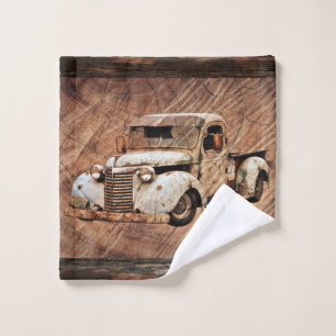 Vintage Truck Rustic Wood Wash Cloth