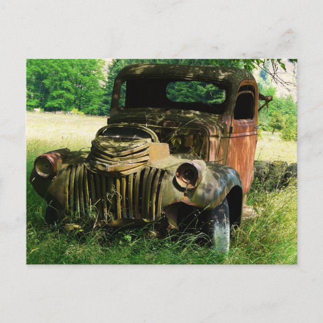 Vintage Truck Rusting Away Postcard (Front)