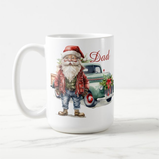 Vintage Truck Santa Festive Mug (Left)