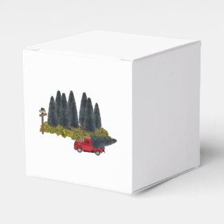 Vintage Truck with Christmas Tree Favor Box