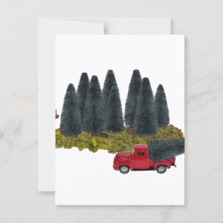 Vintage Truck with Christmas Tree Postcard