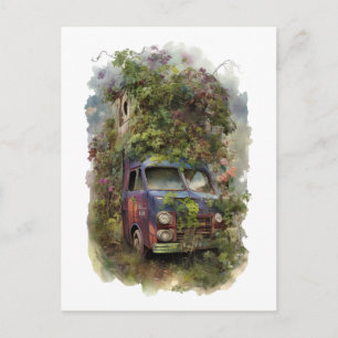 Vintage Truck with Flowers  Postcard