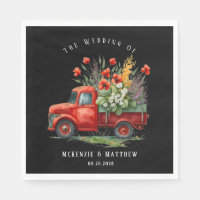 Vintage Truck With Red Poppies Wedding