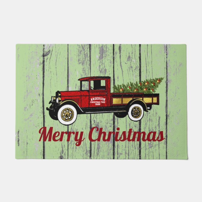 Vintage Truck Your Christmas Tree Farm Doormat (Front)