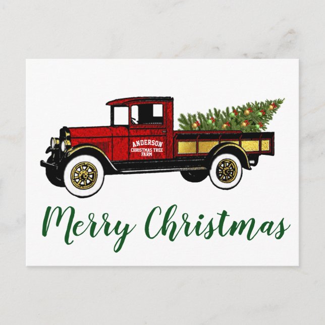 Vintage Truck Your Christmas Tree Farm Postcard (Front)