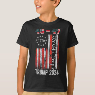 Vintage Trump 2024 45-47 Us Flag We The People Vot T-Shirt