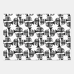 Vintage Trumpets CUSTOM BACKGROUND COLOR Wrapping Paper Sheet