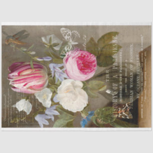Vintage Tulip and Roses Decoupage Tissue Paper